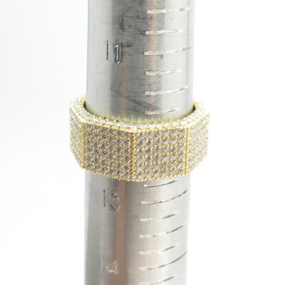 925 Sterling Silver Gold Plated Pave C Z Band Ring Size 12.75