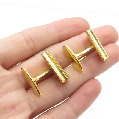 J. MEC 925S Sterling Silver Gold Plated Vintage Scandinavian Modernist Cufflinks