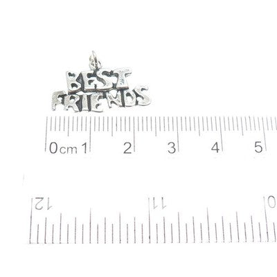 SUNDANCER 925 Sterling Silver Vintage Best Friends Oxidized Charm Pendant
