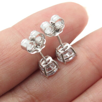 DBJ DEE BERKLEY 925 Sterling Silver Round-Cut Shaped C Z Stud Earrings