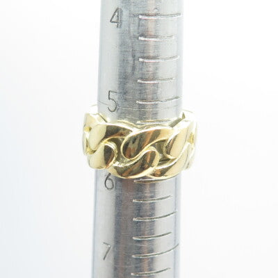 925 Sterling Silver Gold Plated Cuban Chain Band Ring Size 6