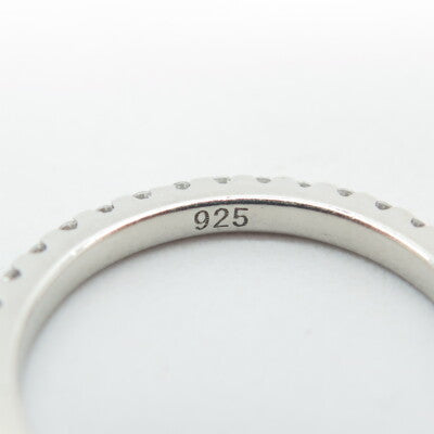 925 Sterling Silver C Z All Around Eternity Band Ring Size 5