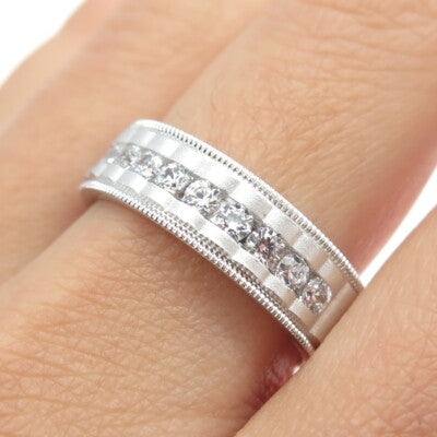 P. NINA 925 Sterling Silver 2-Tone White & Black C Z Ring Size 10.25