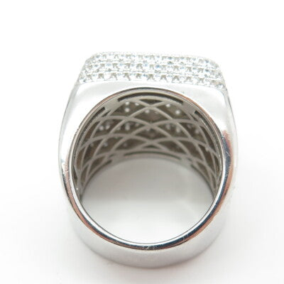 925 Sterling Silver Pave C Z Domed Ring Size 10.25