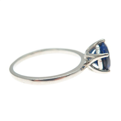 DAZZLERS 925 Sterling Silver Round-Cut Nano Blue Sapphire Ring Size 6.25