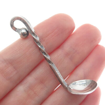 FLEETWOOD 925 Sterling Silver Antique Individual Twisted Snuff Spoon Pendant