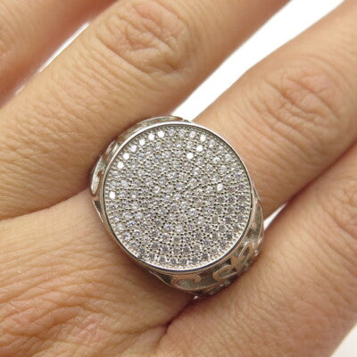 925 Sterling Silver Pave C Z Ornate Ring Size 11.5