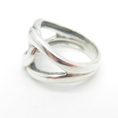 925 Sterling Silver Vintage Loop Modernist Ring Size 6.5