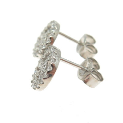 925 Sterling Silver Round-Cut Shaped C Z Symbol of Peace Stud Earrings