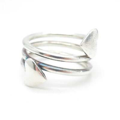 925 Sterling Silver Vintage Heart Spiral Ring Size 8.25