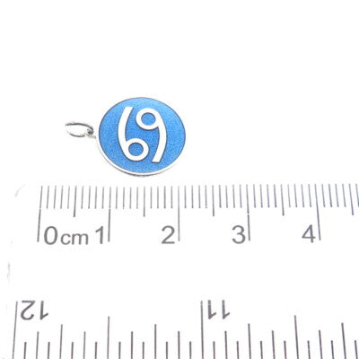 925 Sterling Silver Blue Enamel Cancer Zodiac Sign Minimalist Charm Pendant