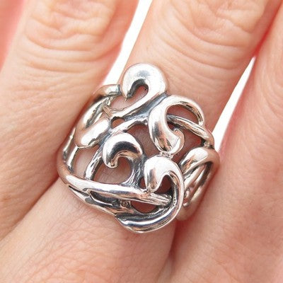 HAGIT GORALI 925 Sterling Silver Vintage Israel Ornate Modernist Ring Size 8