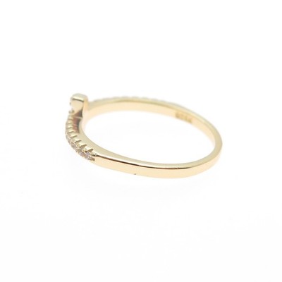 925 Sterling Silver Gold Plated Round-Cut C Z Cross Ring Size 5.75
