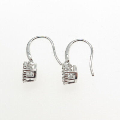 925 Sterling Silver Round-Cut Shaped C Z Dangling Hook Earrings