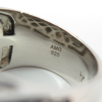 925 Sterling Silver Pave C Z Domed Ring Size 11.25