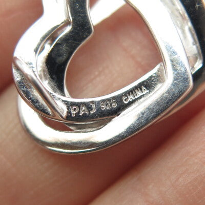 925 Sterling Silver Real Diamond Accent Interlocked Heart Pendant