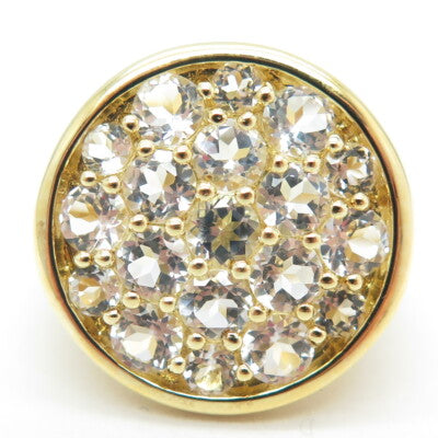 925 Sterling Silver Gold Plated Round-Cut C Z Cluster Ring Size 6
