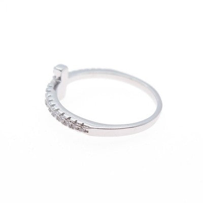 925 Sterling Silver Round-Cut C Z Cross Ring Size 5.75