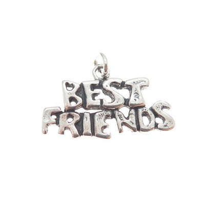 SUNDANCER 925 Sterling Silver Vintage Best Friends Oxidized Charm Pendant