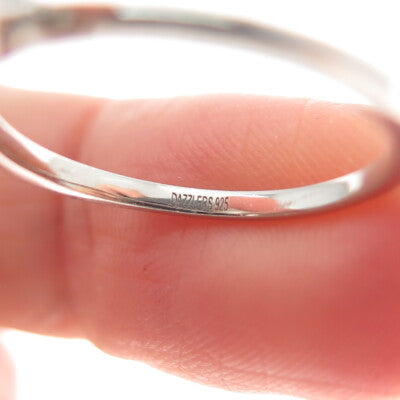 DAZZLERS 925 Sterling Silver Round-Cut Nano Blue Sapphire Ring Size 6.25