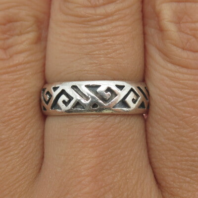 PETER STONE 925 Sterling Silver Vintage Ethnic Band Ring Size 8.25