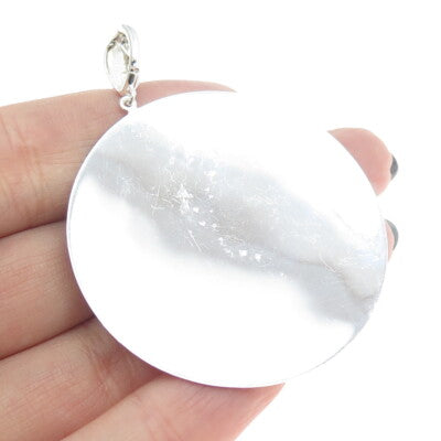 925 Sterling Silver 2-Tone Modernist Moon Round Pendant