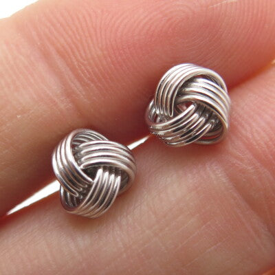 925 Sterling Silver Twisted Knot Stud Earrings