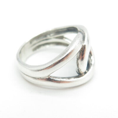 925 Sterling Silver Vintage Loop Modernist Ring Size 6.5