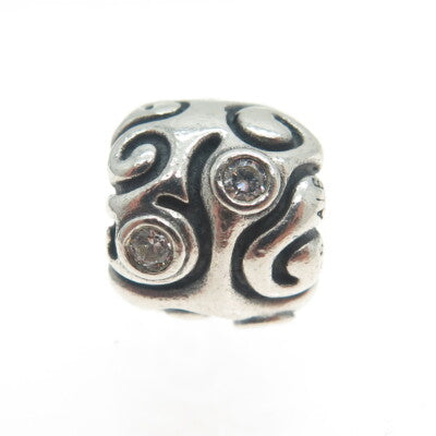 PANDORA 925 Sterling Silver Vintage Round-Cut C Z Daydream Bead Charm