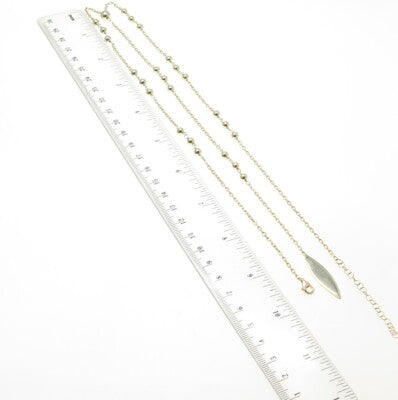 925 Sterling Silver Gold Plated Ball By The Yard Lariat Chain Necklace 20-22"