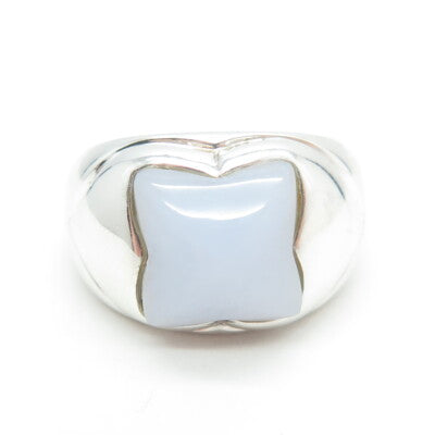 MICHELLE ALBALA 925 Sterling Silver Real Blue Agate Gemstone Ring Size 7.25