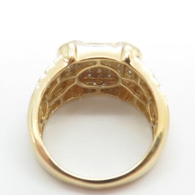 925 Sterling Silver Gold Plated Pave C Z Ring Size 10