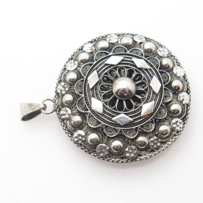 925 Sterling Silver Vintage Filigree Ethnic Pendant