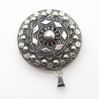 925 Sterling Silver Vintage Filigree Ethnic Pendant