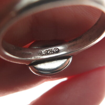 CAROLYN POLLACK 925 Sterling Silver Vintage Real MOP Oxidized Ring Size 8.25