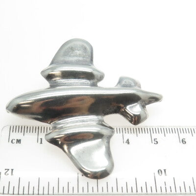925 Sterling Silver Vintage Mexico Modernist Airplane Oxidized Pin Brooch