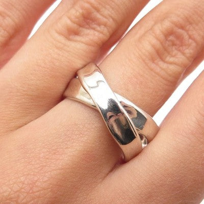 HAGIT GORALI 925 Sterling Vintage Israel Forever Together Crisscross Ring Size 8