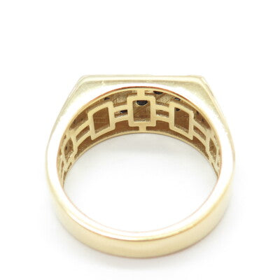 925 Sterling Silver Gold Plated Black C Z Ring Size 10