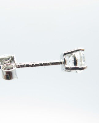 HAN 925 Sterling Silver Round-Cut Shaped C Z Stud Earrings