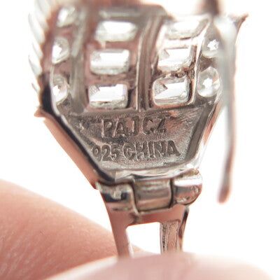 925 Sterling Silver Round & Emerald-Cut White C Z Hoop Earrings