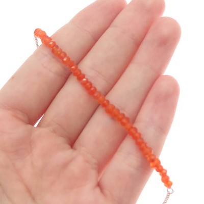 925 Sterling Silver Real Carnelian Beads Adjustable Bracelet 6-8"