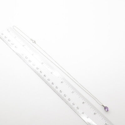 925 Sterling Silver Real Amethyst Gemstone Pendant Rolo Chain Necklace 18"