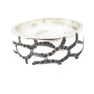 925 Sterling Silver Vintage Desert Crack Band Ring Size 10
