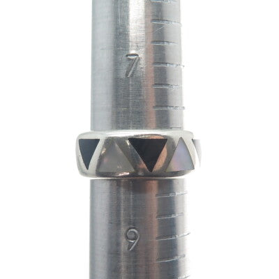 CHAPAL ZENRAY 925 Sterling Silver Vintage Real MOP & Black Onyx Ring Size 8.25