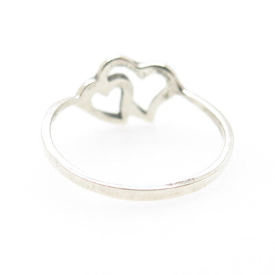 925 Sterling Silver Vintage Couple of Hearts Ring Size 7.25