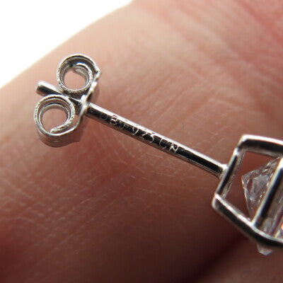 DEE BERKLEY JEWELRY 925 Sterling Silver Round-Cut Shaped C Z Stud Earrings