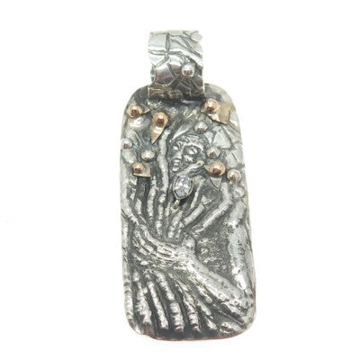 14K Rose Gold & Sterling Silver Vintage Marquise-Cut C Z Tree Monster Pendant