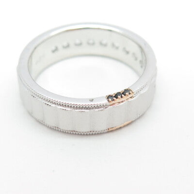 P. NINA 925 Sterling Silver 2-Tone White & Black C Z Ring Size 10.25