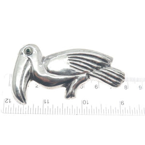 925 Sterling Silver Vintage Mexico Toucan Bird Oxidized Pin Brooch