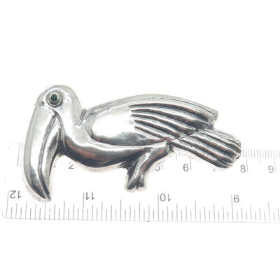 925 Sterling Silver Vintage Mexico Toucan Bird Oxidized Pin Brooch